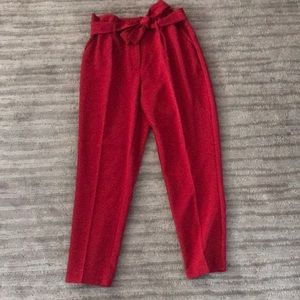 Red tie waist skinny trouser